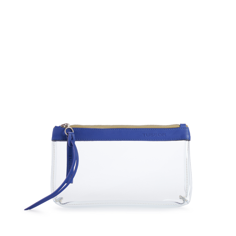 Trousse PVC et cuir Bleu cobalt Médium2