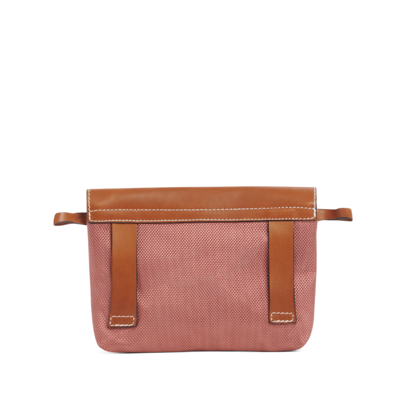 pochette mobile amovible en polyester givre bois de rose et cuir dos