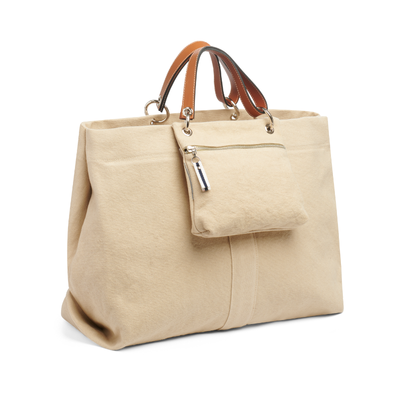 pochette yole en coton grege accrochee à un sac large grege