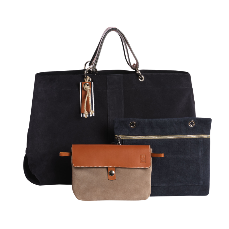Canotage Large Cuir Velours Marine